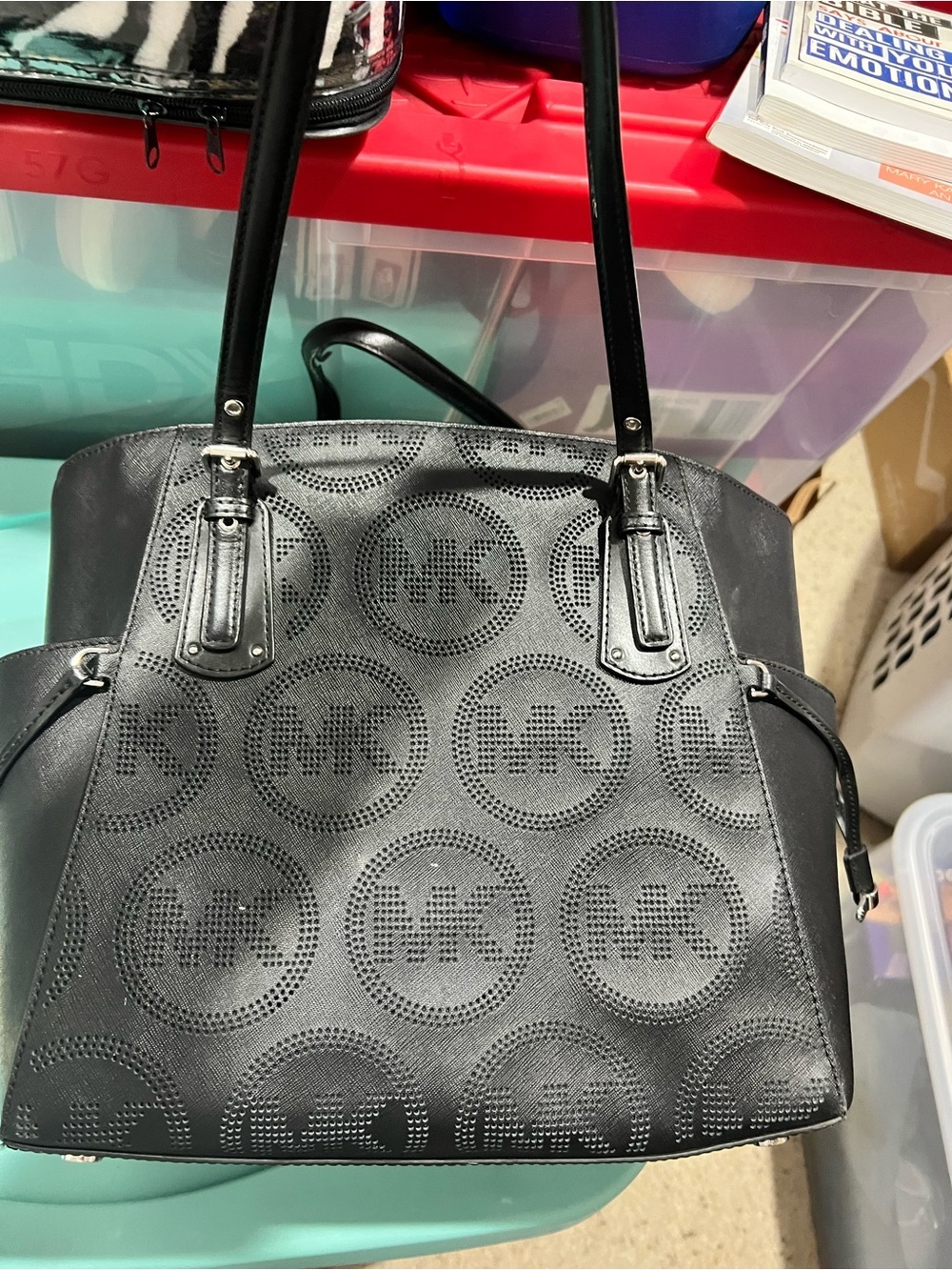 Black MK Michael Kors bag tote purse - Picture 2 of 16